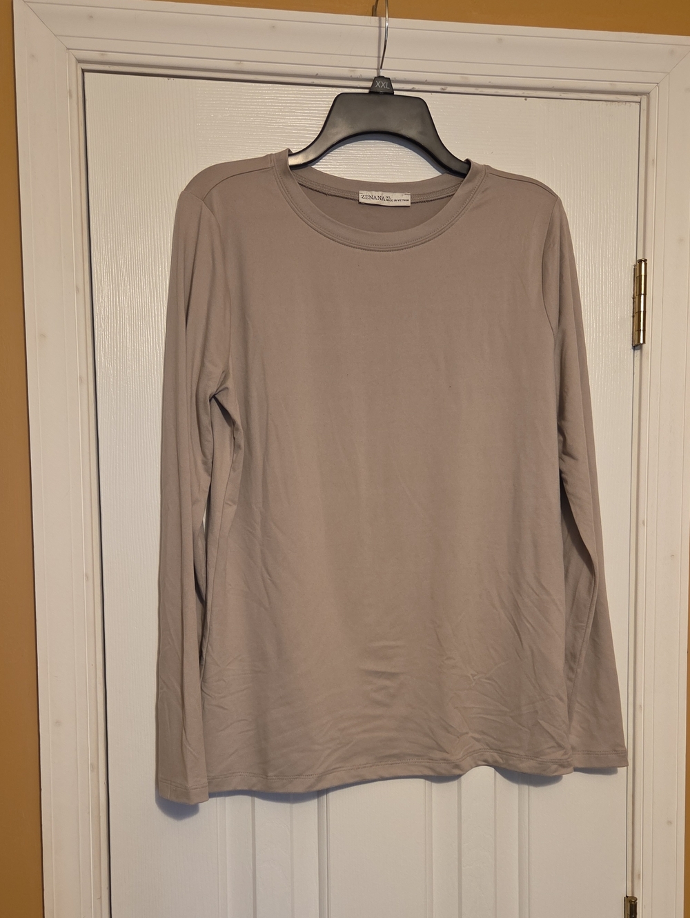 Zenana Taupe Crewneck Long Sleeve Shirt
